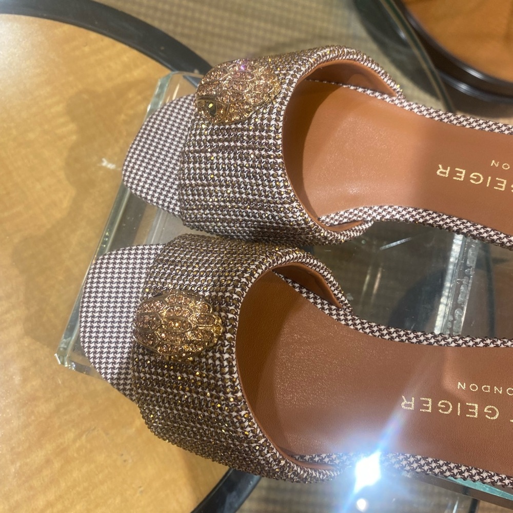 Kurt Geiger Gold and Brown Mules